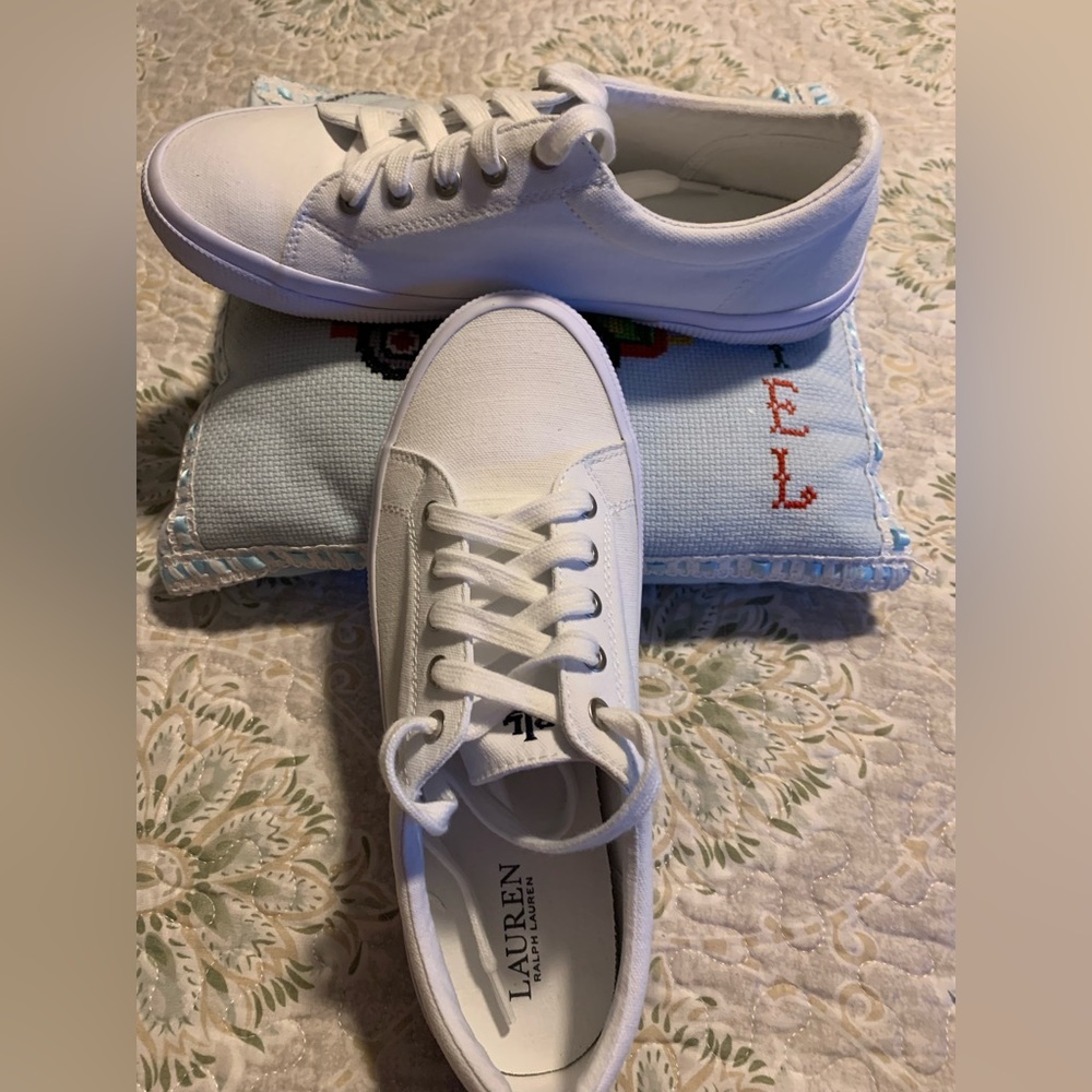Lauren by Ralph Lauren Jolie White Sneakers size Women's 10